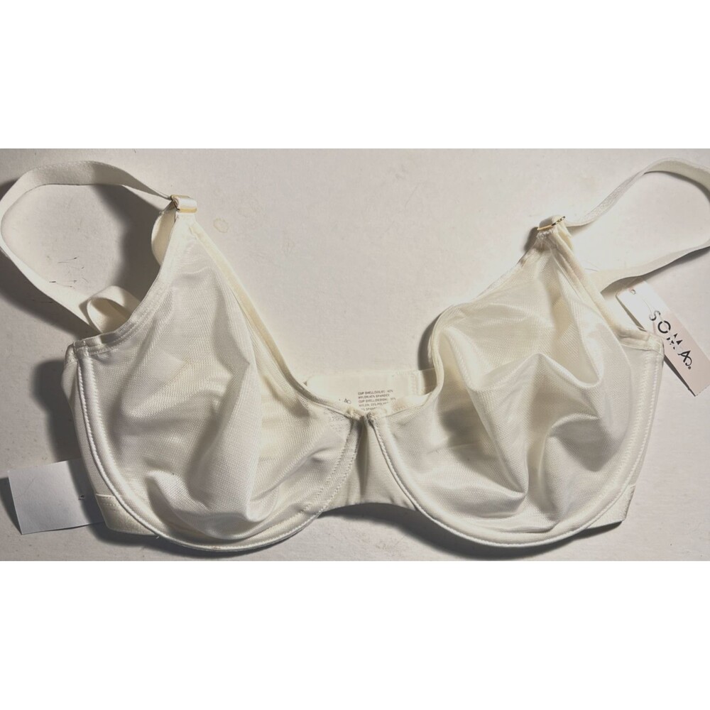 Soma Embraceable Signature Unlined Perfect Coverage Bra 32DDD Ivory NWT